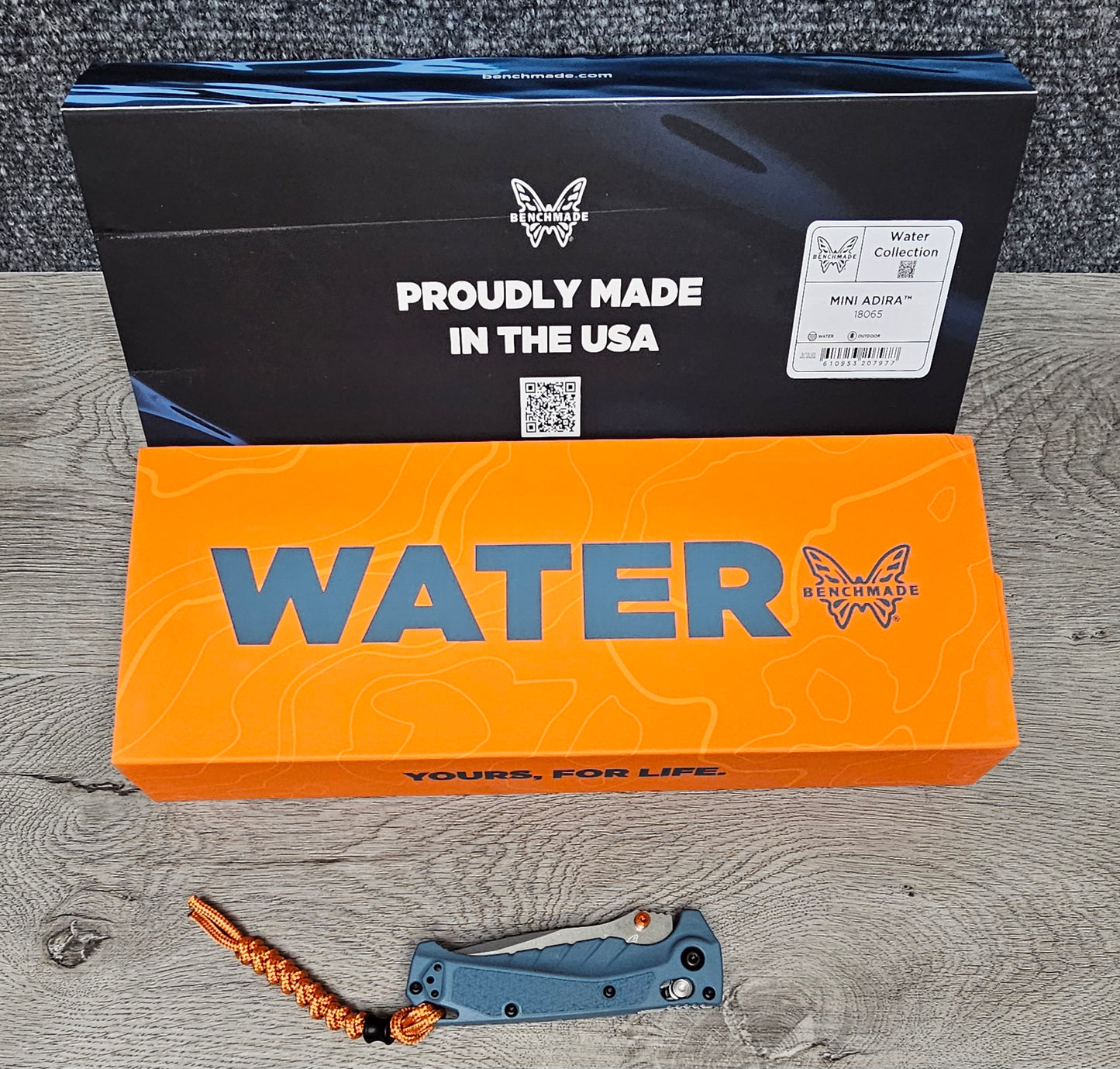 B-USA 18065 M*NI ADIRA WATER SERIES FOLDING KNIFE MADE on a BENCH in Oregon