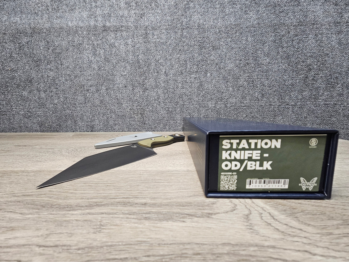 B-USA 4010BK-01 STATI*N KNIFE OD GREEN/ BLACK