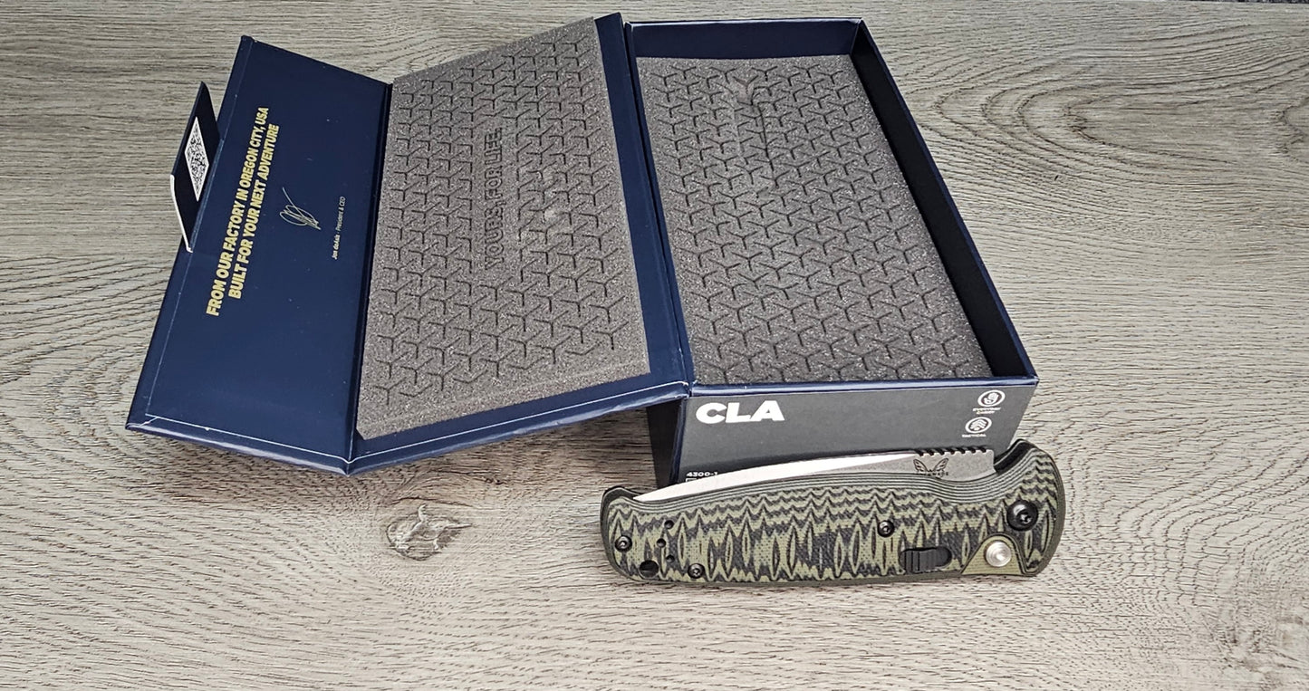 B-USA 4300-1 "CLA" BLACK & GREEN G10 AUTO OPENING (NON 0TF) KNIFE . MADE on a BENCH in Oregon
