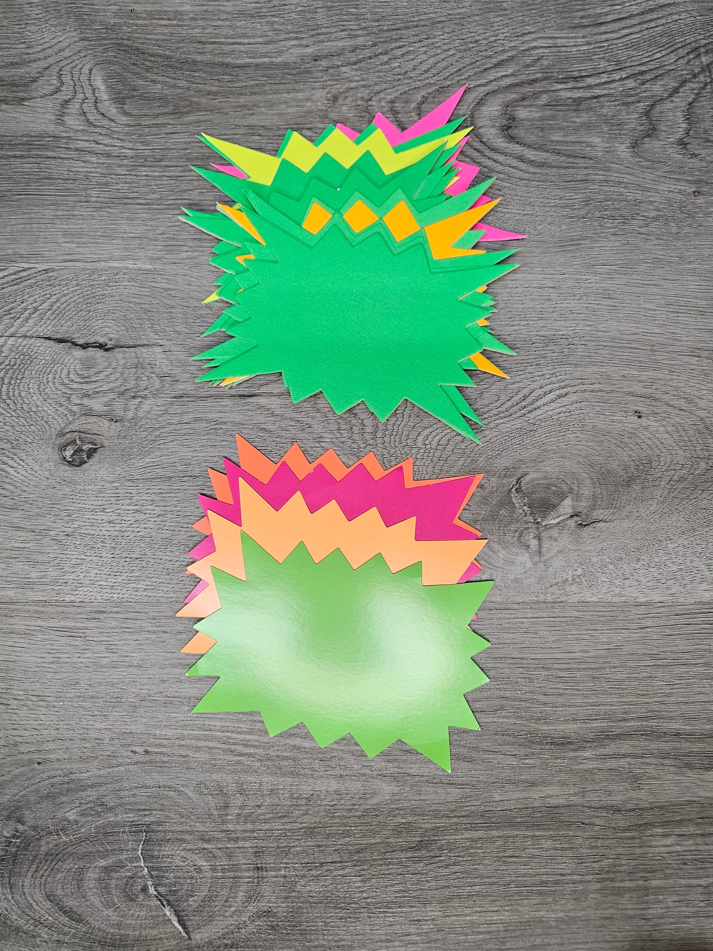 4"x 6" BURST SIGN 50 PIECES assorted YELLOW, ORANGE, GREEN, PINK