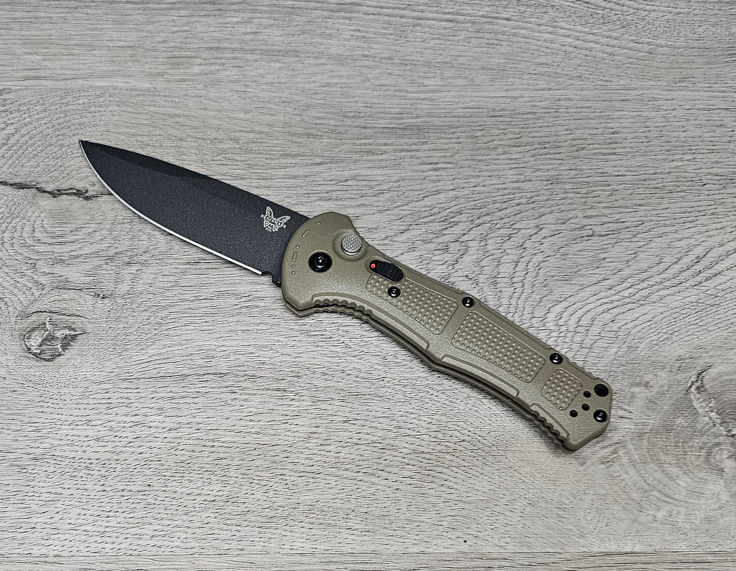 B-USA 9070BK-1 CLAYM*RE AUTO OPENING (NON 0TF) RANGER GREEN KNIFE . MADE on a BENCH in Oregon