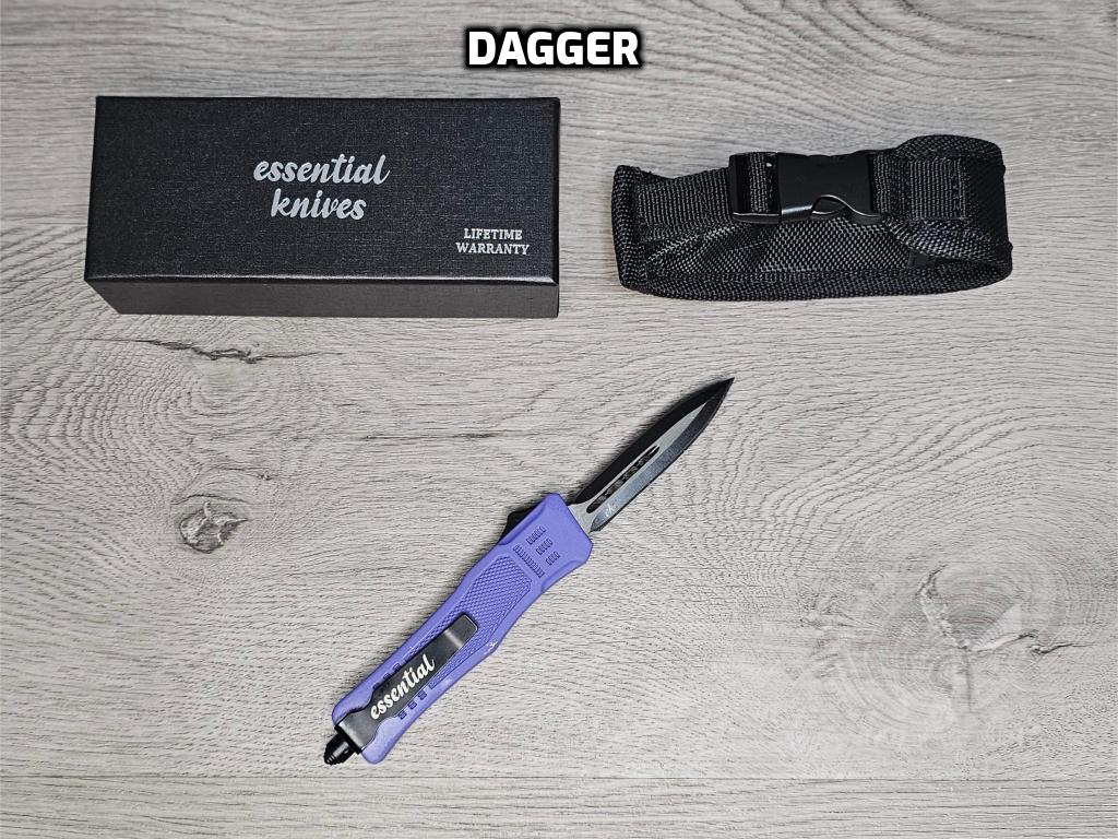 ESSENTIAL KNIVES "THE ESSENTIAL 7" PURPLE Out The Front Knife 4 BLADE TYPES