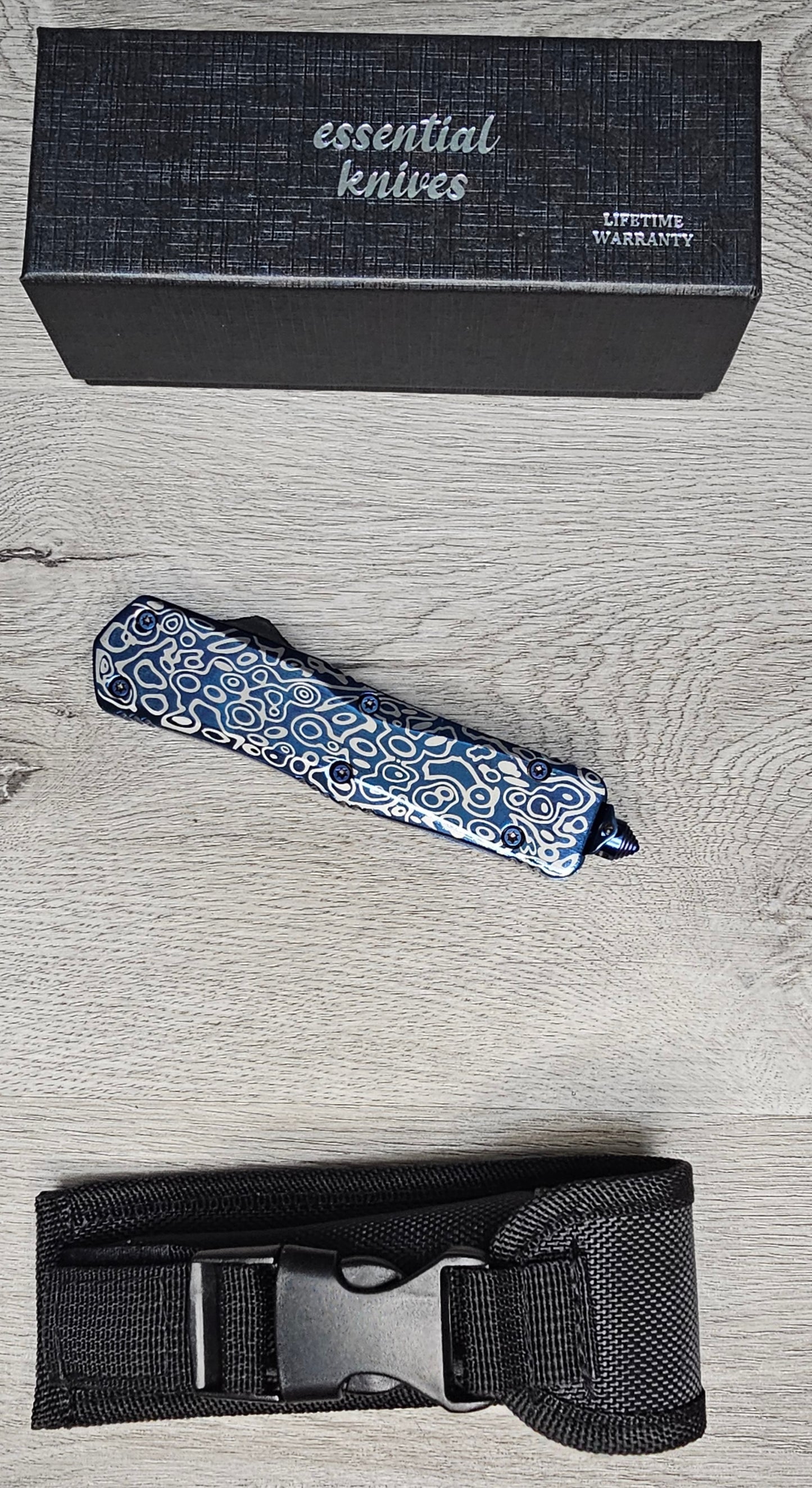 ESSENTIAL KNIVES "THE ESSENTIAL 9" COBALT Out The Front Knife DROP POINT Blade