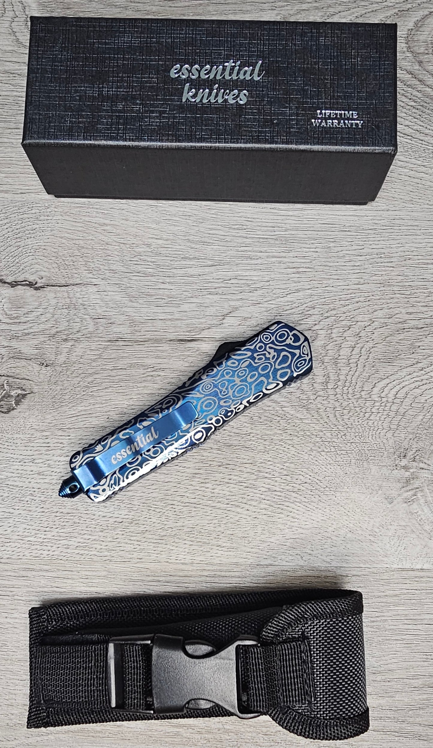 ESSENTIAL KNIVES "THE ESSENTIAL 9" COBALT Out The Front Knife DROP POINT Blade