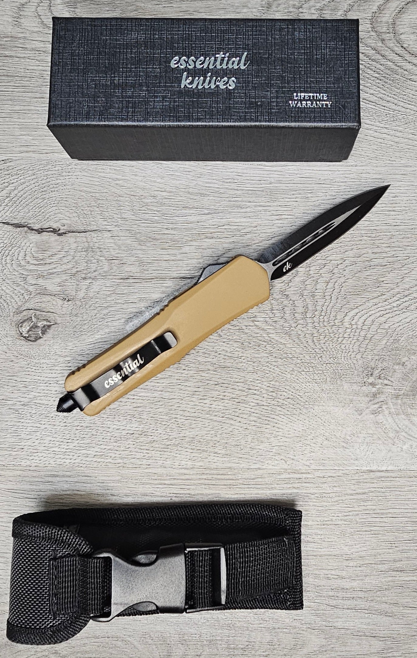 ESSENTIAL KNIVES "THE ESSENTIAL 9" COYOTE Out The Front Knife DAGGER Blade