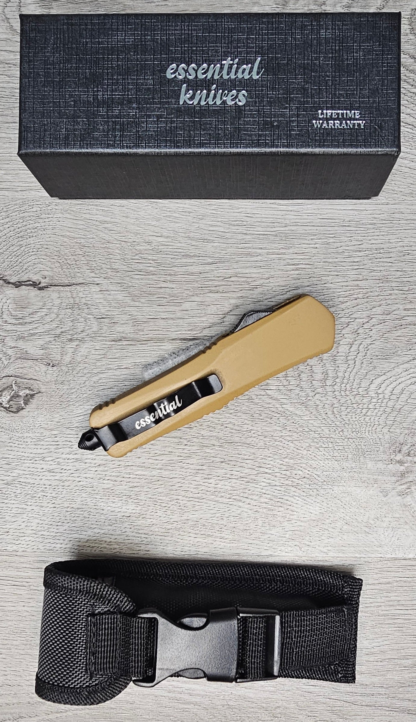 ESSENTIAL KNIVES "THE ESSENTIAL 9" COYOTE Out The Front Knife DAGGER Blade