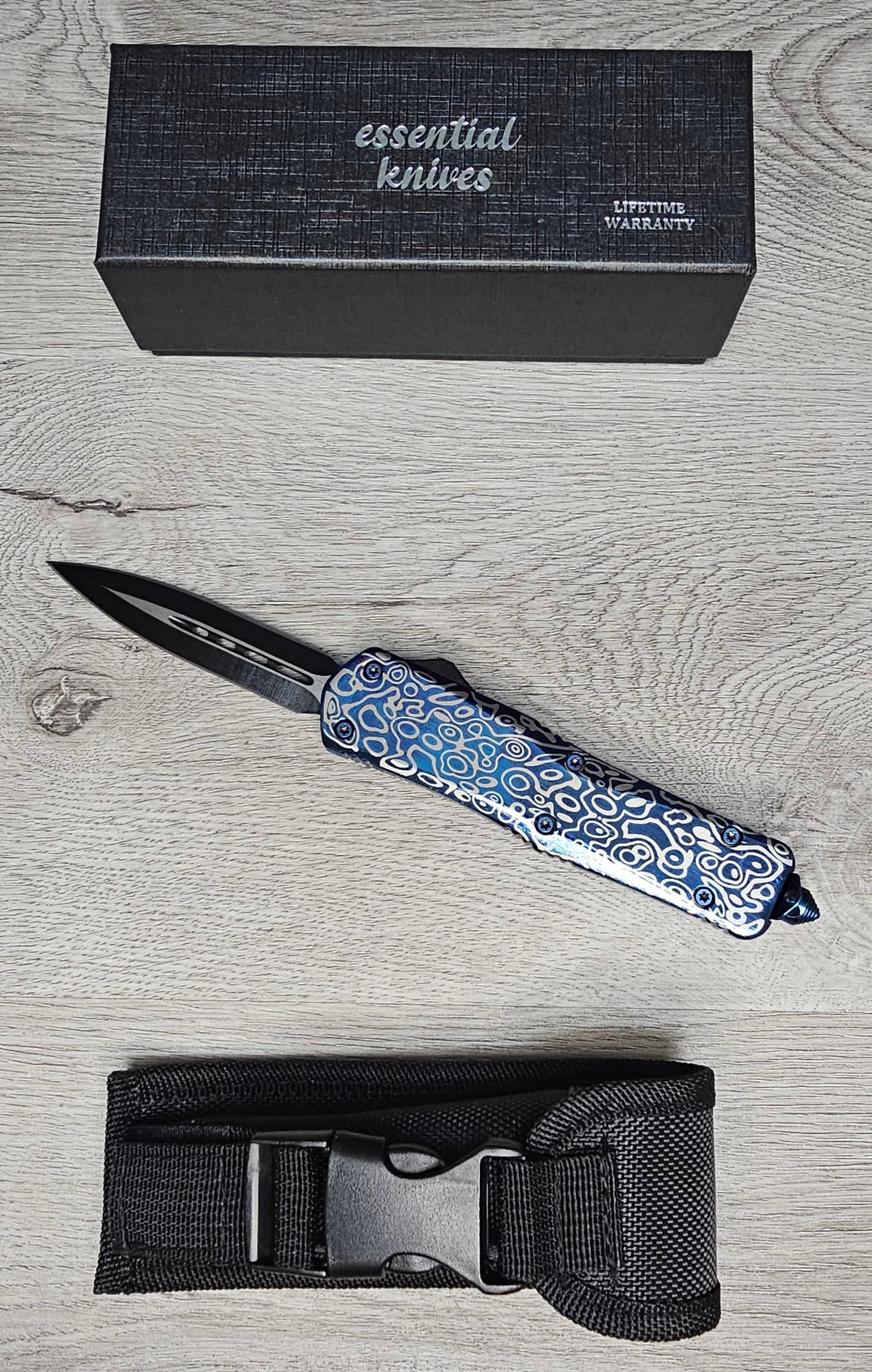 ESSENTIAL KNIVES "THE ESSENTIAL 9" COBALT Out The Front Knife DAGGER Blade