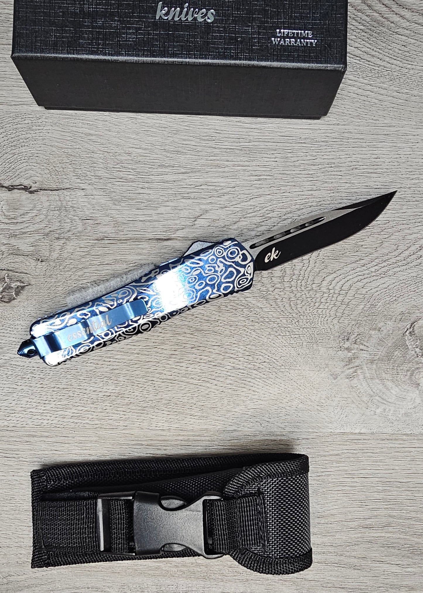 ESSENTIAL KNIVES "THE ESSENTIAL 9" COBALT Out The Front Knife DROP POINT Blade