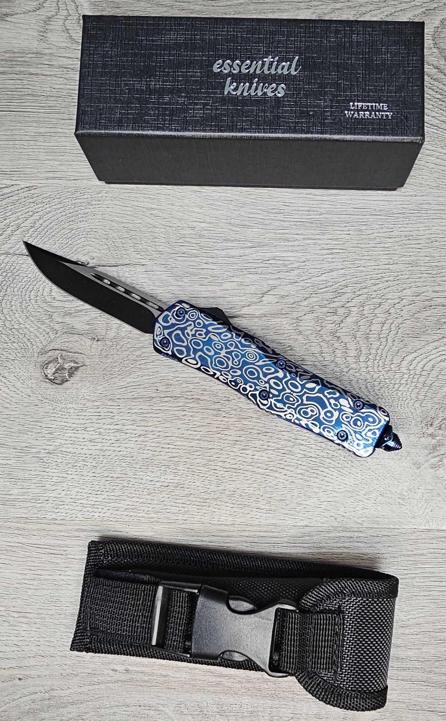 ESSENTIAL KNIVES "THE ESSENTIAL 9" COBALT Out The Front Knife DROP POINT Blade
