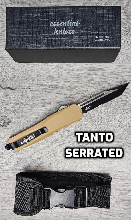 ESSENTIAL KNIVES "THE ESSENTIAL 9" COYOTE Out The Front Knife 4 BLADE TYPES