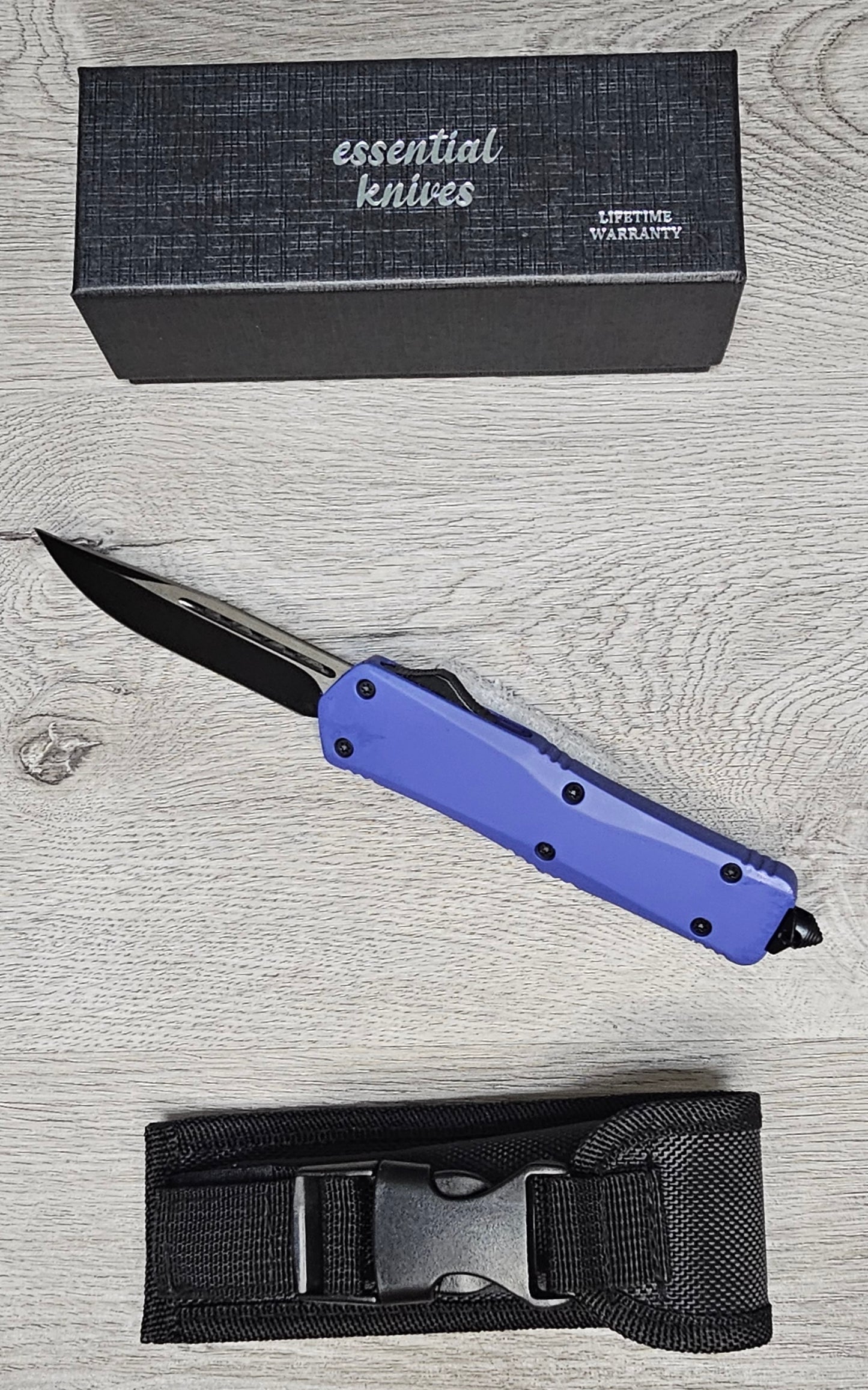 ESSENTIAL KNIVES "THE ESSENTIAL 9" PURPLE Out The Front Knife DROP POINT BLADE