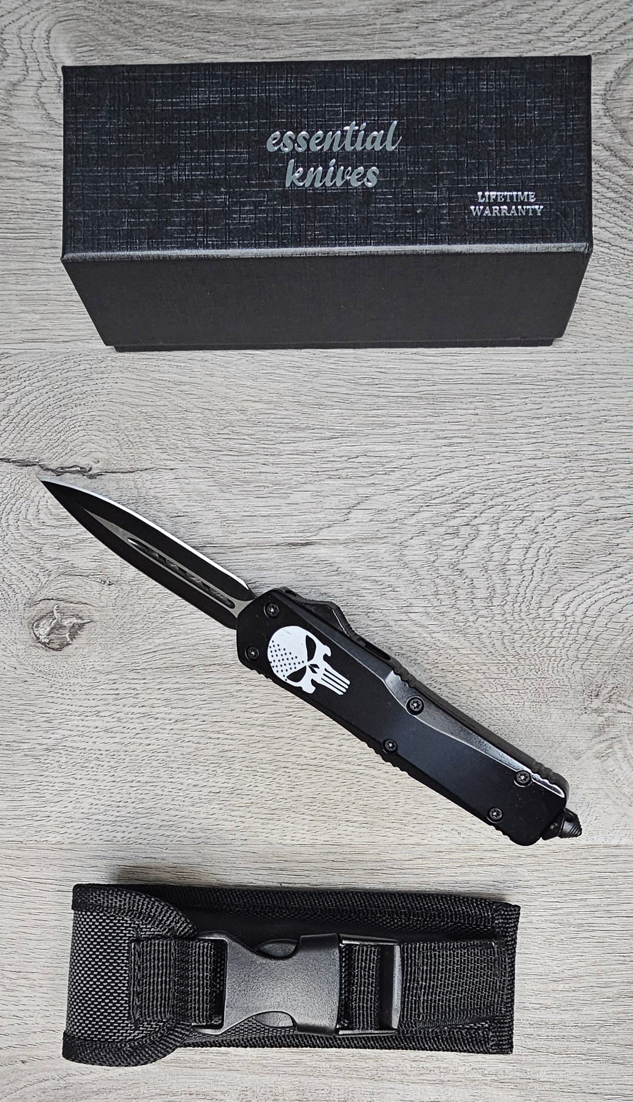 ESSENTIAL KNIVES "THE ESSENTIAL 9" SKULL Out The Front Knife DAGGER Blade
