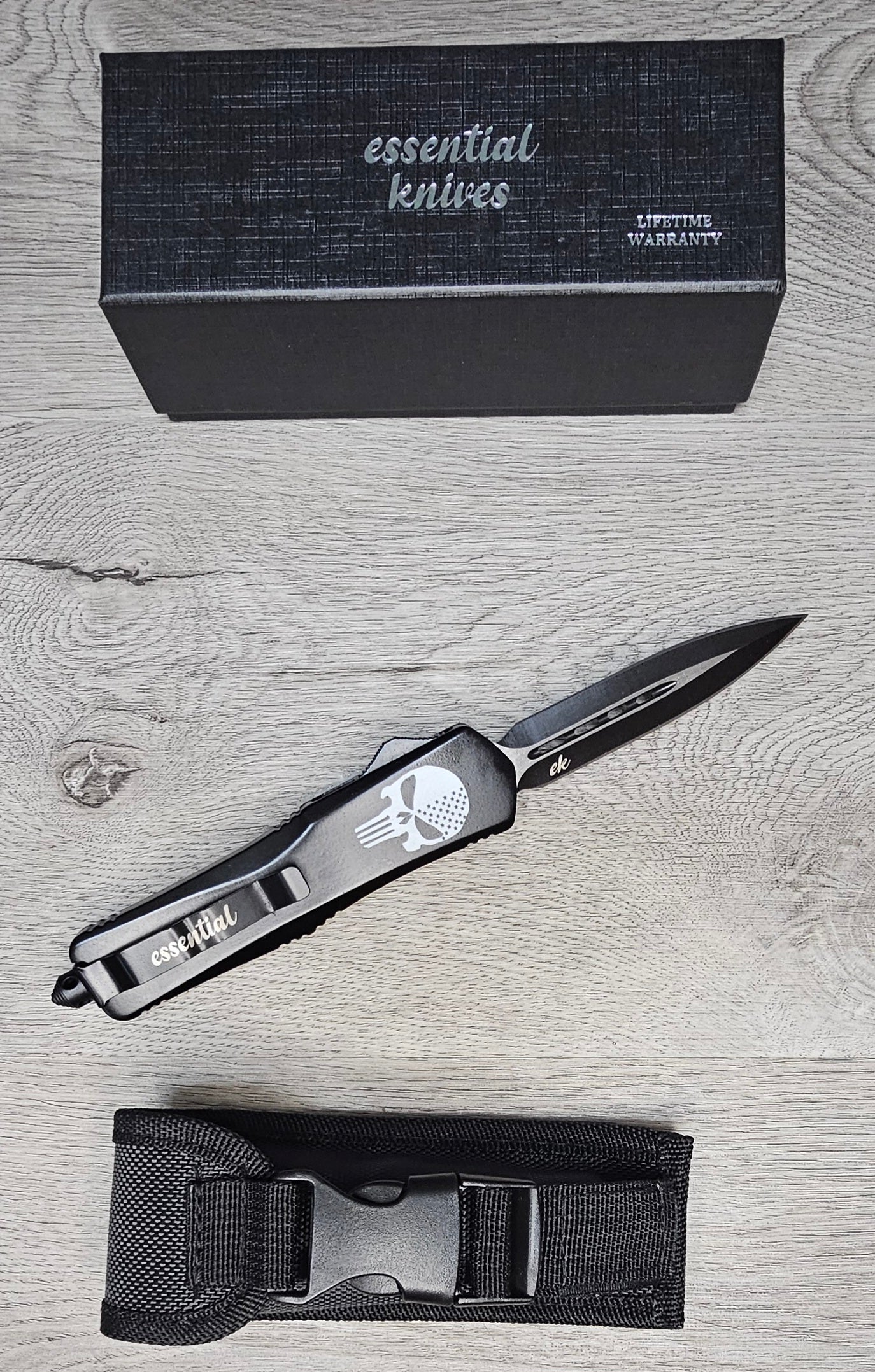 ESSENTIAL KNIVES "THE ESSENTIAL 9" SKULL Out The Front Knife DAGGER Blade