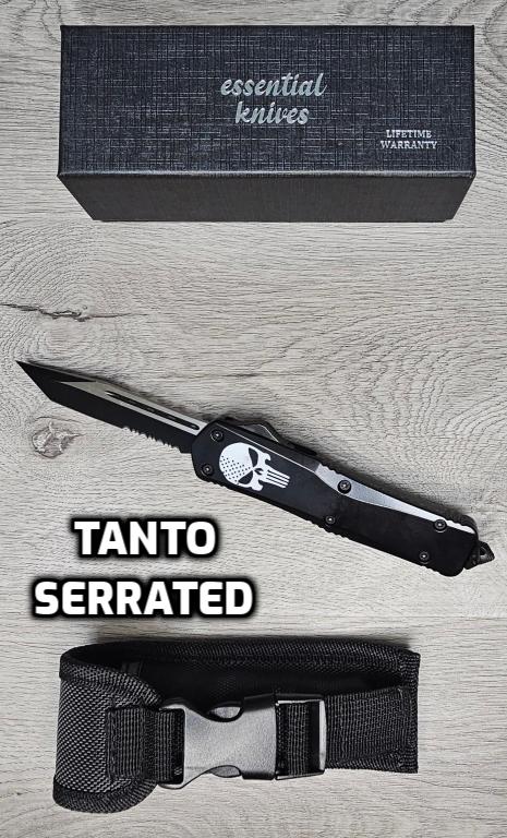 ESSENTIAL KNIVES "THE ESSENTIAL 9" SKULL Out The Front Knife 4 BLADE TYPES