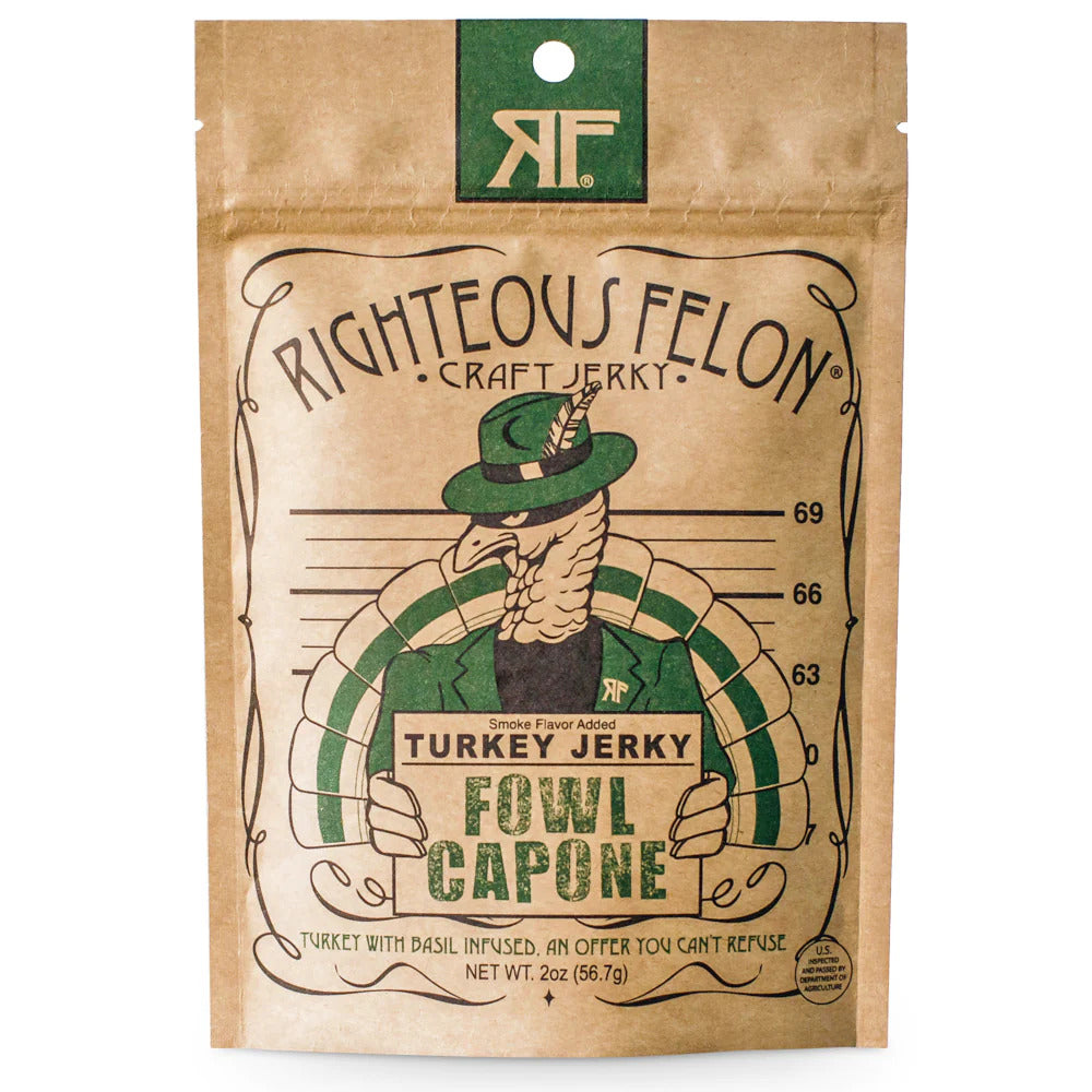 RIGHTEOUS FELON FOWL CAPONE TURKEY JERKY 2OZ (8CT)