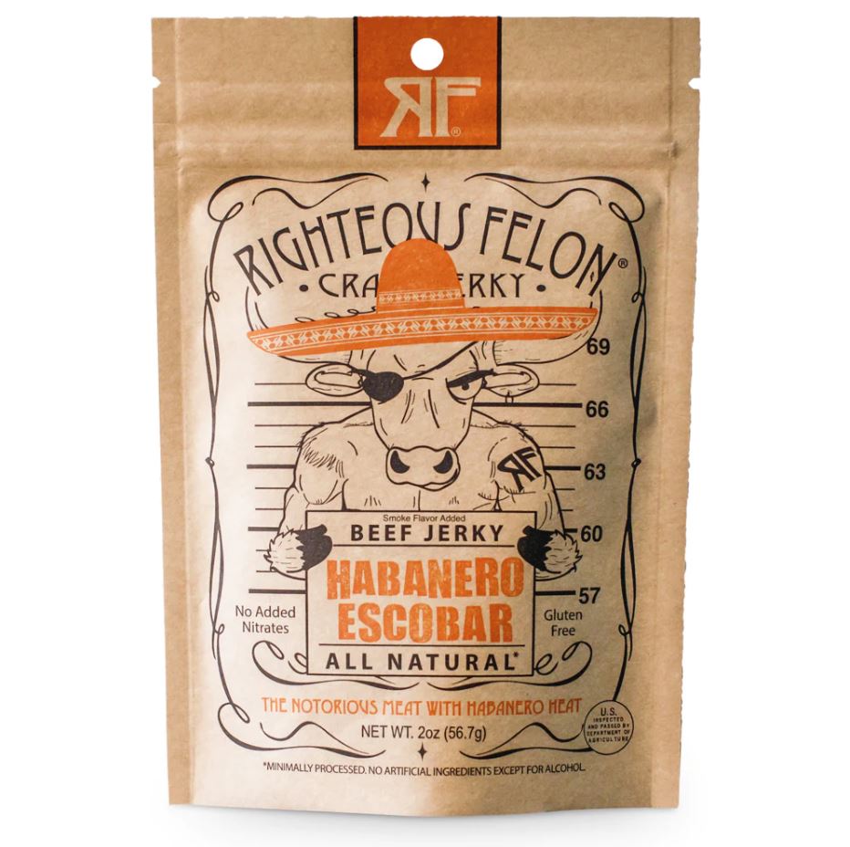 RIGHTEOUS FELON HABANERO ESCOBAR BEEF JERKY 2OZ (8CT)