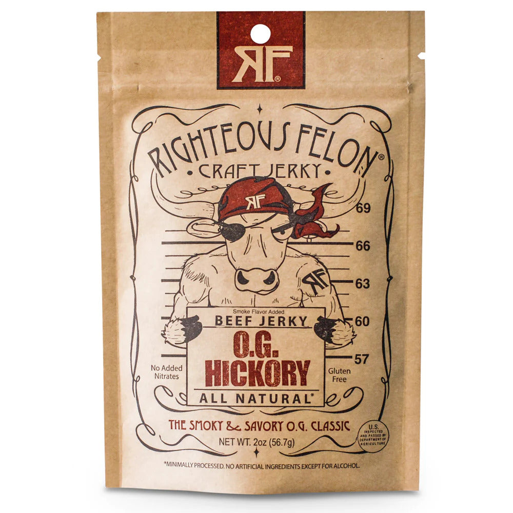 RIGHTEOUS FELON O.G. HICKORY BEEF JERKY 2OZ (8CT)