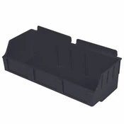 BLACK PLASTIC BOX "WIDE" FOR SLATWALL & PEBOARD (W/ ADAPTER) 4.65"d x 11.42"w x 3.35"h # SW-SB11