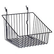 SLOPING WIRE BASKET FOR SLATWALL OR PEGBOARD 12"w x 12"d x 8"h back x 4"h front #SW-WBS12