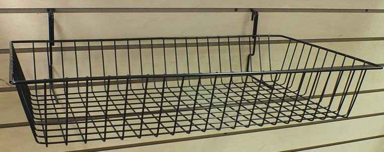 WIDE SHALLOW WIRE BASKET 24X12X4" FOR SLATWALL OR PEGBOARD #SW-WBSK