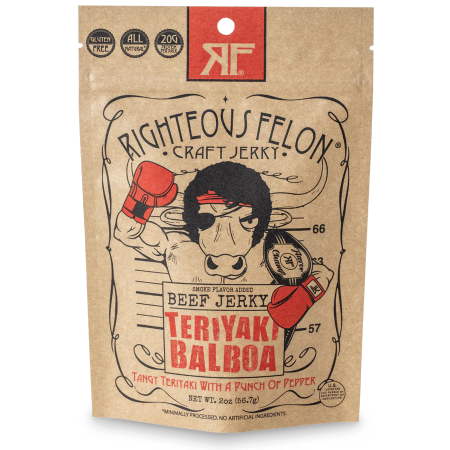 RIGHTEOUS FELON TERIYAKI BALBOA BEEF JERKY 2OZ (8CT)