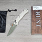 B-USA 15536GN-01  TAG*ED OUT  TAN W/ GREEN BLADE KNIFE. MADE on a BENCH in Oregon