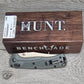 B-USA 15536TN-02  TAG*ED OUT  DEEP OLIVE GREEN W/ TAN BLADE KNIFE. MADE on a BENCH in Oregon