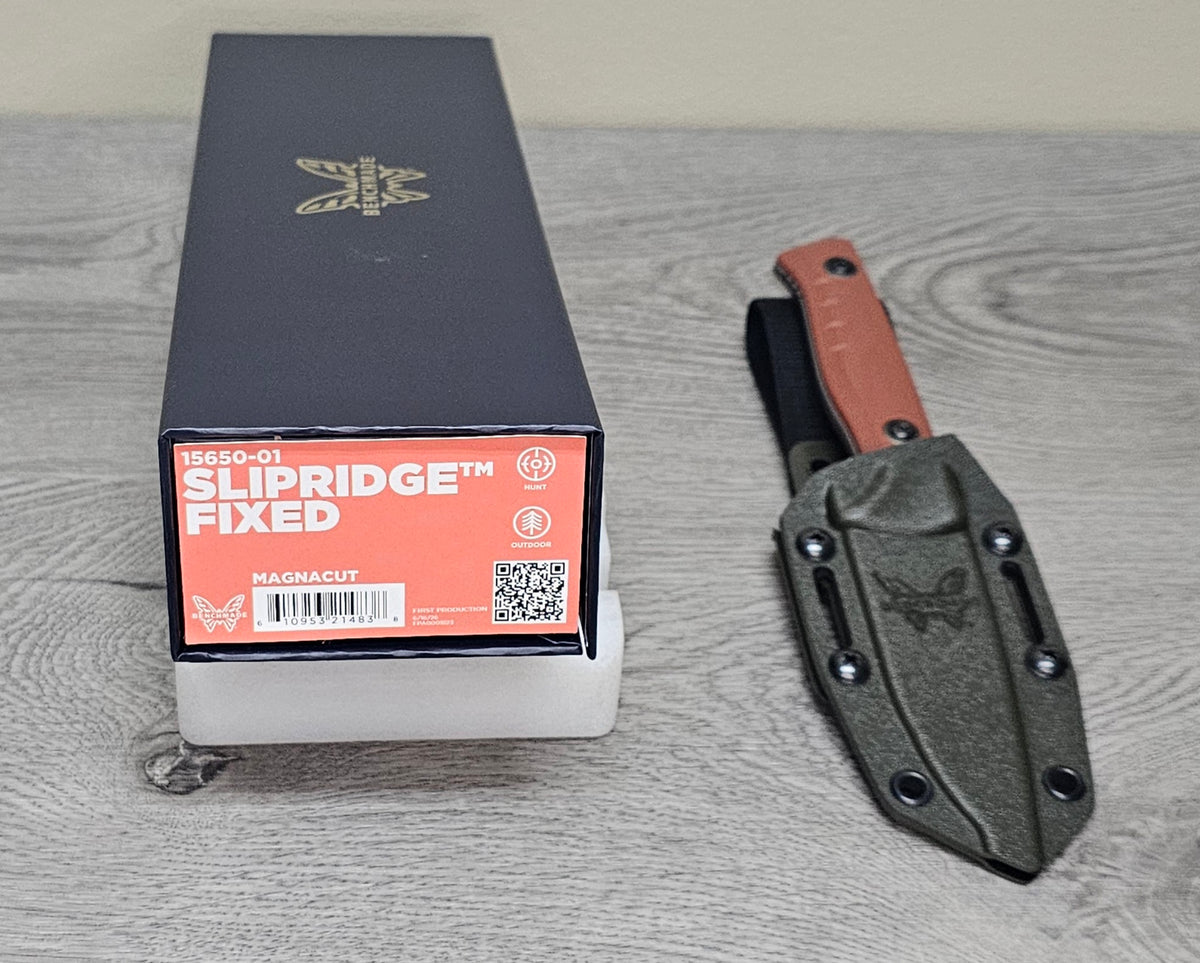 B-USA  15650-01  SLIPR1DGE RUST ORANGE FIXED  BLADE KNIFE MADE on a BENCH in Oregon