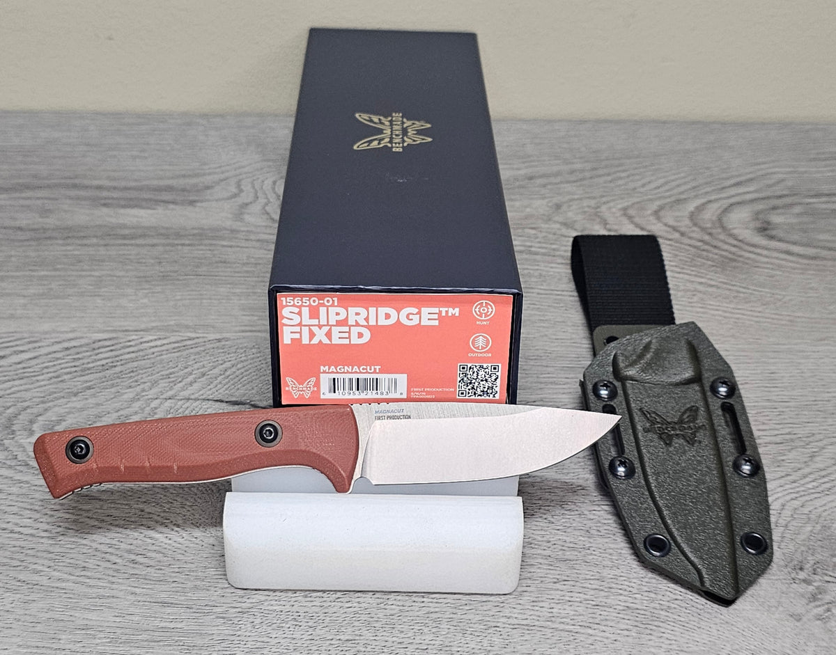 B-USA  15650-01  SLIPR1DGE RUST ORANGE FIXED  BLADE KNIFE MADE on a BENCH in Oregon