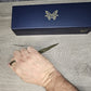 B-USA 177GN MIN*  GREEN SOCP SPEAR POINT MINI DAGGER KNIFE. TAN SEATH MADE on a BENCH in Oregon