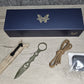 B-USA 177GN MIN*  GREEN SOCP SPEAR POINT MINI DAGGER KNIFE. TAN SEATH MADE on a BENCH in Oregon