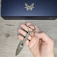 B-USA 177GN MIN*  GREEN SOCP SPEAR POINT MINI DAGGER KNIFE. TAN SEATH MADE on a BENCH in Oregon