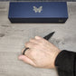 B-USA 177GY MIN*  GRAY SOCP SPEAR POINT MINI DAGGER KNIFE. TAN SEATH MADE on a BENCH in Oregon