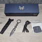 B-USA 177GY MIN*  GRAY SOCP SPEAR POINT MINI DAGGER KNIFE. TAN SEATH MADE on a BENCH in Oregon