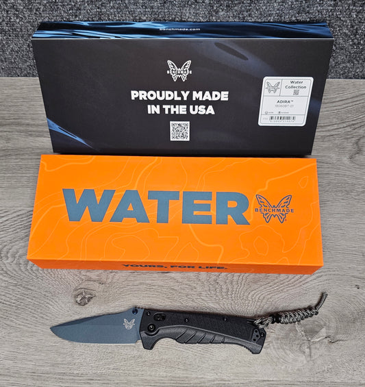 B-USA 18060BT-01 ADIRA WATER SERIES TEMPEST GRAY FOLDING KNIFE MADE on a BENCH in Oregon