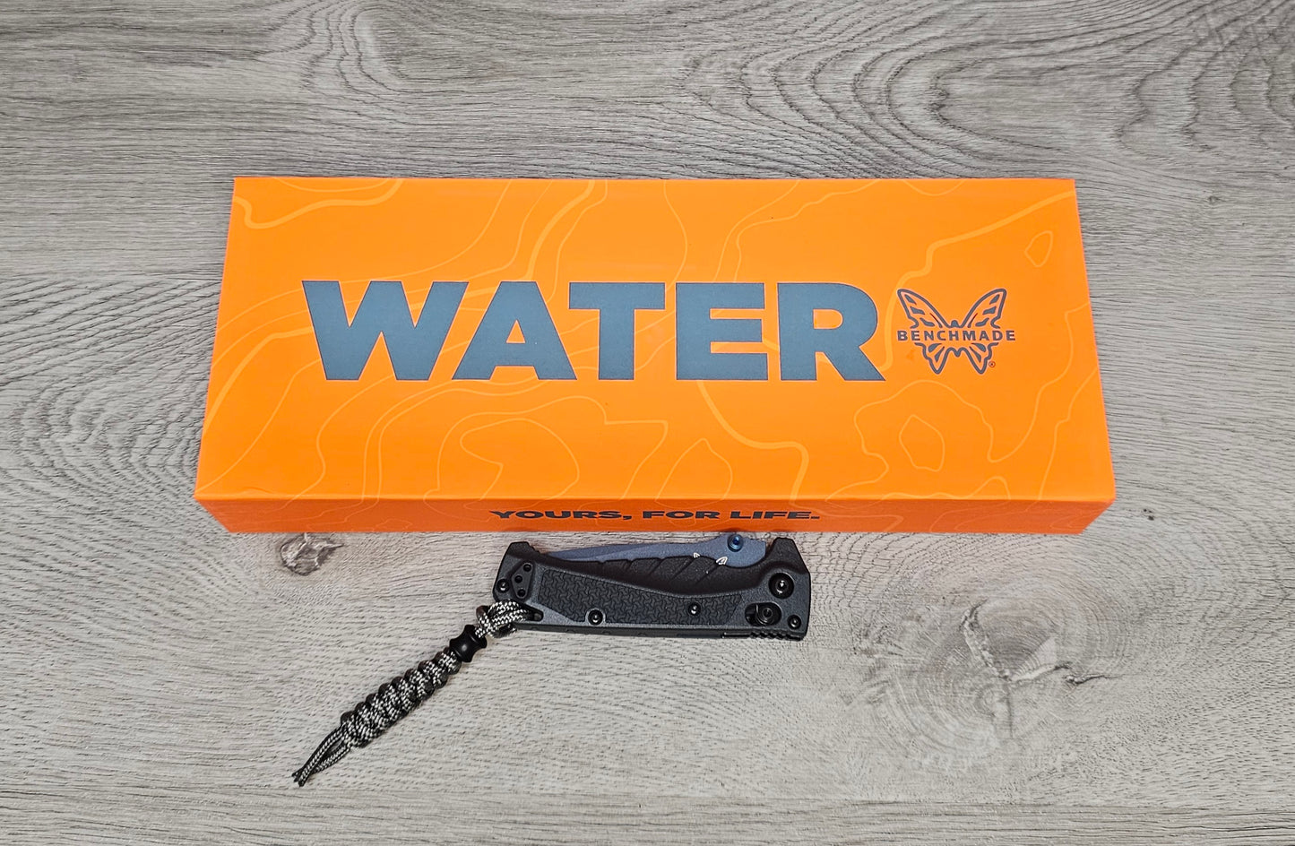B-USA 18065sBT-01  M*NI ADIRA WATER SERIES TEMPEST GRAY FOLDING SERRATED KNIFE MADE on a BENCH in Oregon