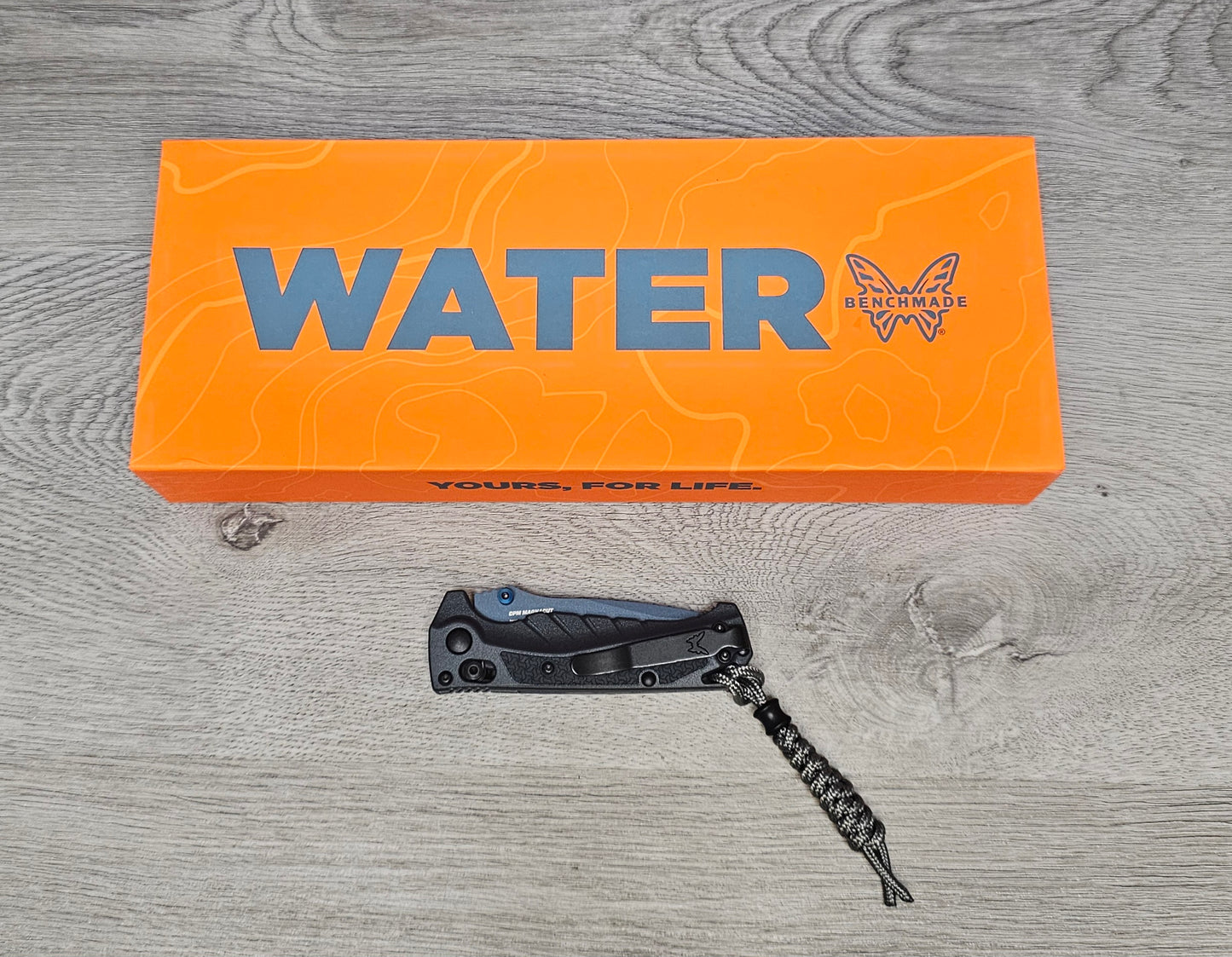 B-USA 18065sBT-01  M*NI ADIRA WATER SERIES TEMPEST GRAY FOLDING SERRATED KNIFE MADE on a BENCH in Oregon
