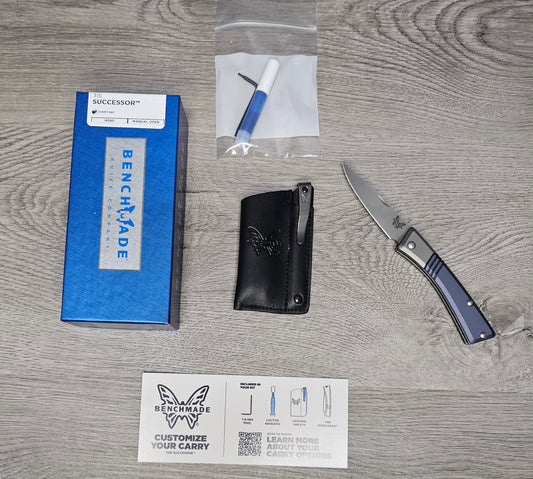 B-USA 315 SUC*ESSOR CRATER BLUE ALUMINUM FOLDING KNIFE & SHEATH