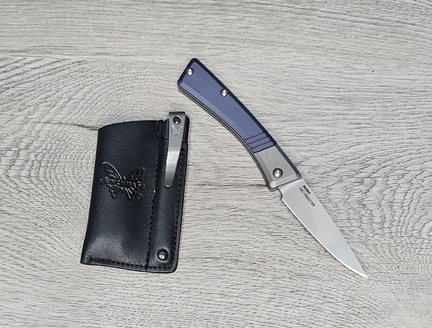 B-USA 315 SUC*ESSOR CRATER BLUE ALUMINUM FOLDING KNIFE & SHEATH