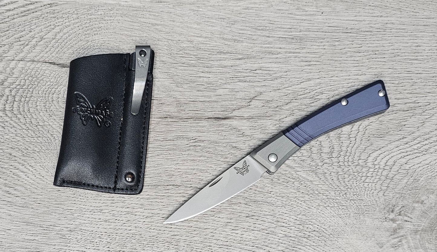 B-USA 315 SUC*ESSOR CRATER BLUE ALUMINUM FOLDING KNIFE & SHEATH