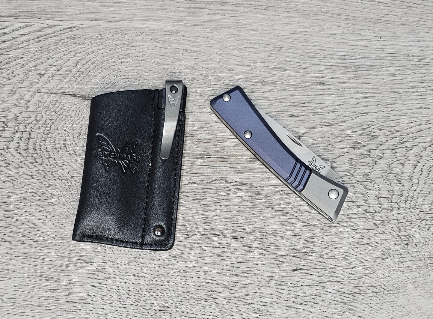 B-USA 315 SUC*ESSOR CRATER BLUE ALUMINUM FOLDING KNIFE & SHEATH