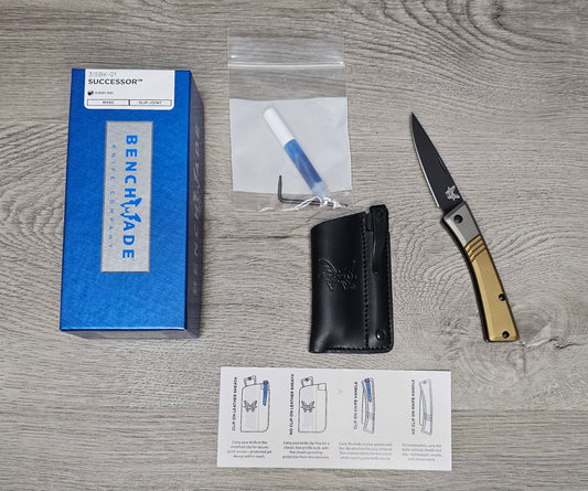 B-USA 315BK-01 SUC*ESSOR BURNT BRASS ALUMINUM FOLDING KNIFE & SHEATH