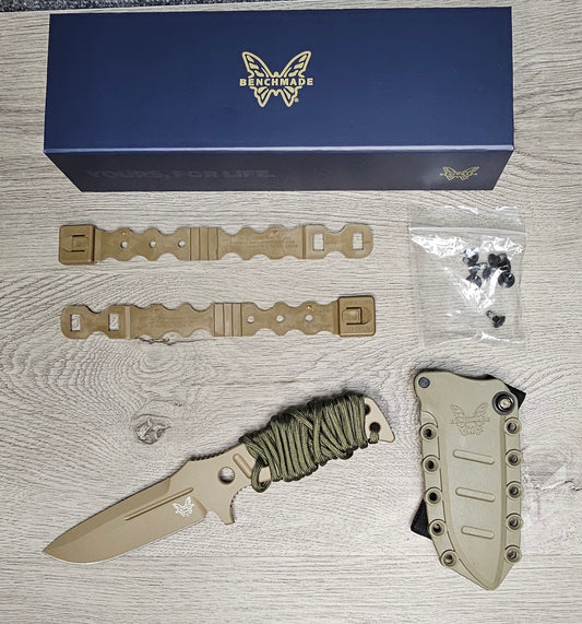 B-USA 375FE-1 AD*MAS FIXED BLADE PARACORD KNIFE .FLAT EARTH MADE on a BENCH in Oregon