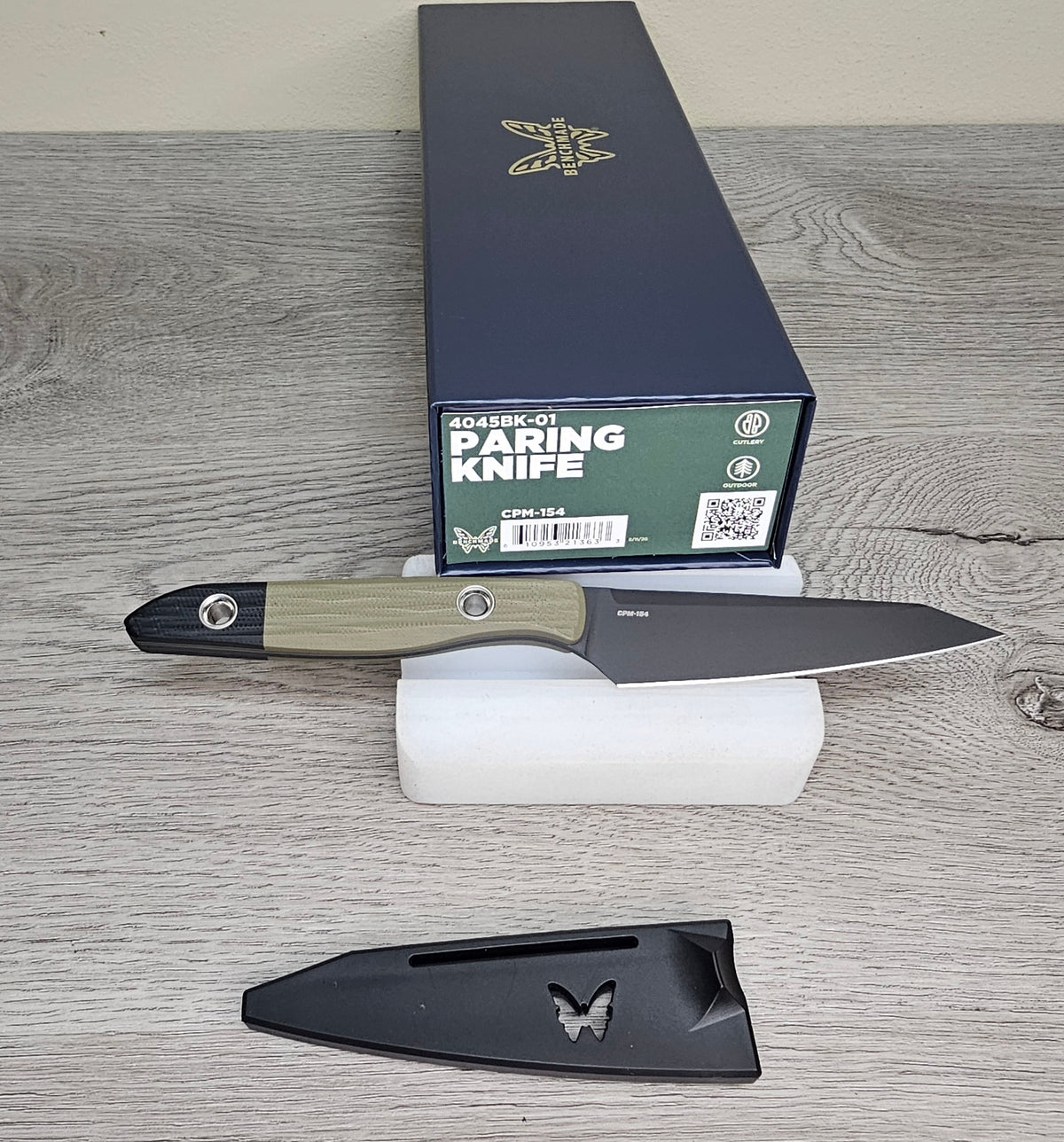 B-USA 4045BK-01  PA1RING KNIFE OD GREEN/ BLACK