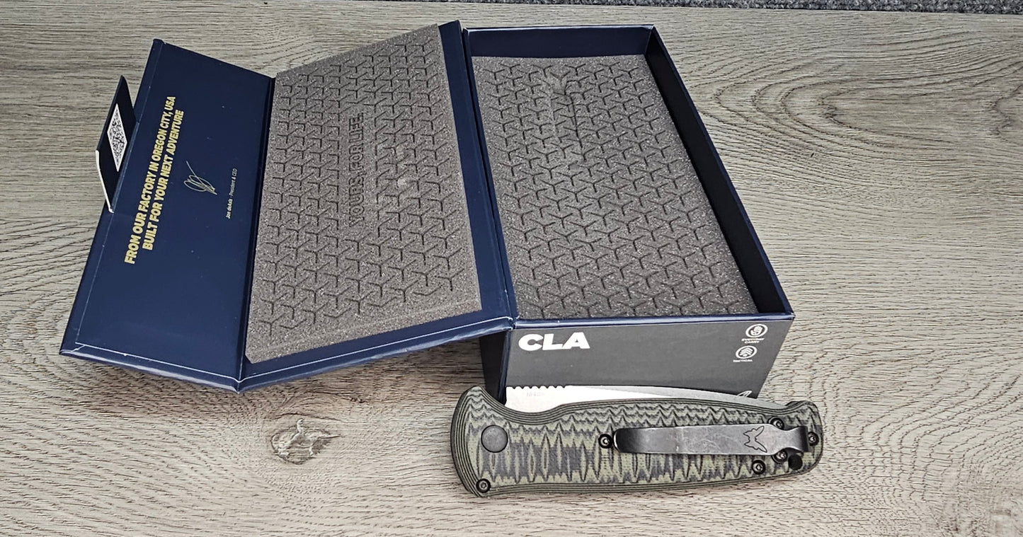 B-USA 4300-1 "CLA" BLACK & GREEN G10 AUTO OPENING (NON 0TF) KNIFE . MADE on a BENCH in Oregon