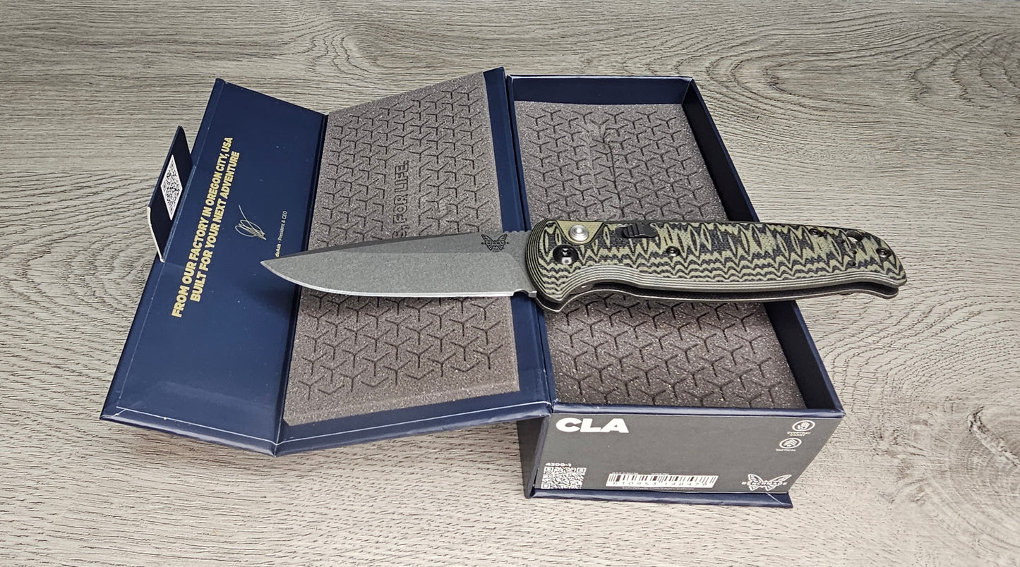 B-USA 4300-1 "CLA" BLACK & GREEN G10 AUTO OPENING (NON 0TF) KNIFE . MADE on a BENCH in Oregon