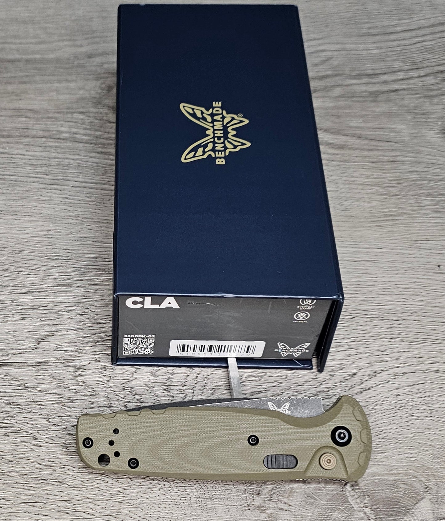 B-USA 4300BK-02 "CLA"MAGNA CUT STEEL GREEN G10 AUTO OPENING (NON 0TF) KNIFE . MADE on a BENCH in Oregon