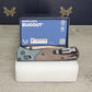 B-USA 535FE-2602 BUGO*T Taiga Green aluminum/brown canvas micarta MADE on a BENCH in Oregon