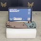B-USA 535FE-2602 BUGO*T Taiga Green aluminum/brown canvas micarta MADE on a BENCH in Oregon