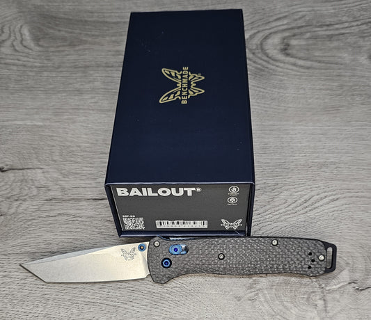 B-USA  537-09 BA*LOUT CARBON FIBER W/ BLUE ACCENTS TANTO   MADE on a BENCH in Oregon